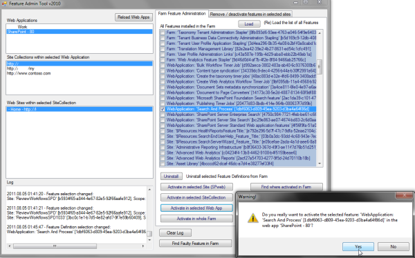 SharePoint Feature Administration and Clean Up Tool - Home
