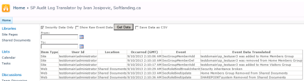 SharePoint Audit Log Translator