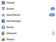 Facebook Promotes Moments App via Menu of Flagship iOS App