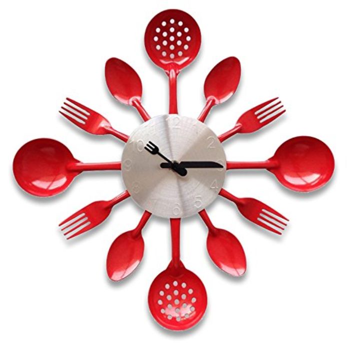 Best Red Kitchen Wall Clocks Large, Retro, Red Apple and Rooster A