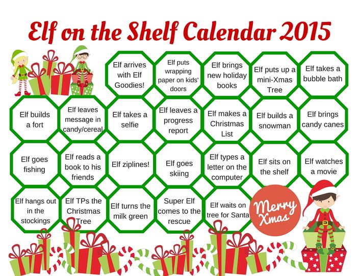 Elf on the Shelf Calendar A Listly List