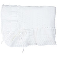 Shawl Blanket with Pointelle Stitch and Satin Ribbon