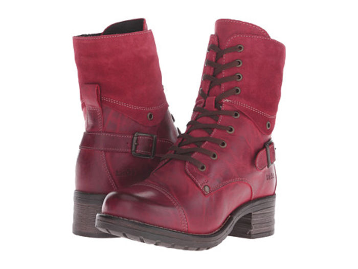 combat boots with red sole