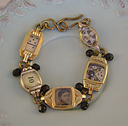 Timeless - Vintage Antique Art Deco Watch Case Victorian Tintype Buttons Typewriter Key Recycled Repurposed Assemblag...