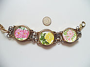 Upcycled Watches and Roses Postage Stamps Bracelet,Upcycled Watch Cases and Stamps Bracelet,Vintage Stamps Bracelet,S...