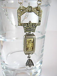 Vintage Assemblage Watch Case Belt Buckle Necklace