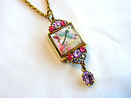 Vintage Look Repurposed Watch Case Locket With Swarovski Rhinestones