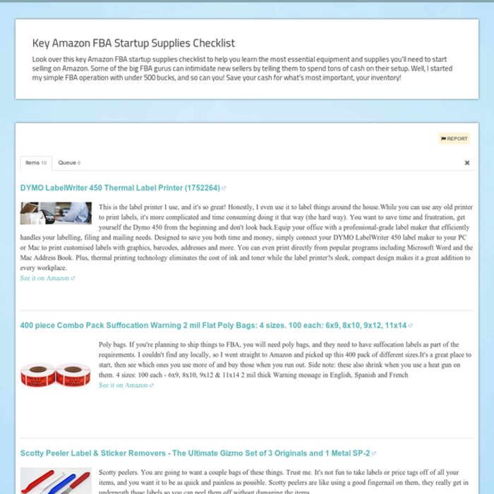 Key Amazon FBA Startup Supplies Checklist A Listly List