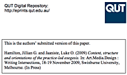 Content, structure and orientations of the practice-led exegesis
