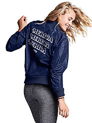 'Merica PINK Satin Bomber $79.95 @ Victoria's Secret