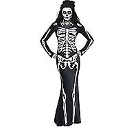 Skeleton Costume Dress with Long Sleeves Scary Ghost Suit for Halloween Party Show