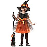 METFIT Toddler Kids Baby Girls Halloween Clothes Costume Dress Party Dresses+Hat Outfit