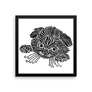14 x 14 inches Framed Designer Art for Cat Lovers – “Longing for You”