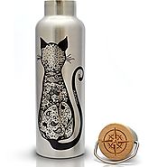 Insulated stainless steel water water bottle bamboo cap BPA free best reusable metal double wall wide mouth thermos w...