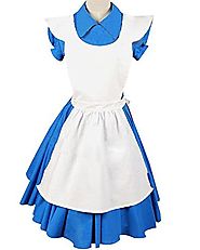 Alice in Wonderland Movie/Film Blue Cosplay Costume Outfit Suit Maid Dress Apron