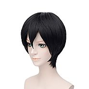Amybria Men's Beautiful Male Black Short Straight Hair Wig
