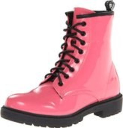 shiny pink combat boots