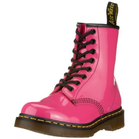 shiny pink combat boots